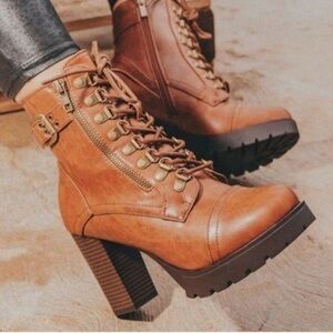 Brown Combat Boots.
